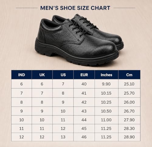 Image of Shyam Steel Men's Steel Toe Safety Shoes | Heavy Duty Resin Synthetic Leather Industrial Work Boots | Anti-Slip, Puncture Resistant PVC Sole Protective Footwear for Construction & Factory (Black)