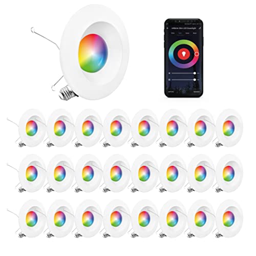 INFIBRITE 5 and 6 Inch WiFi Smart 12W 1100LM Recessed Retrofit LED Sleek Series Light Kit (Includes E26 Connector) Compatible with Alexa and Google, Wet Rated (24 Pack)