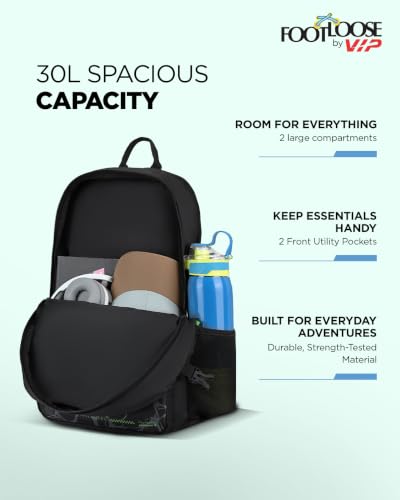 Image of FOOTLOOSE by VIP Kinetic Laptop Backpack for Men & Women | 30 Litre Travel Backpack with 15.6 inch Laptop Compartment | Office, College, School Backpack