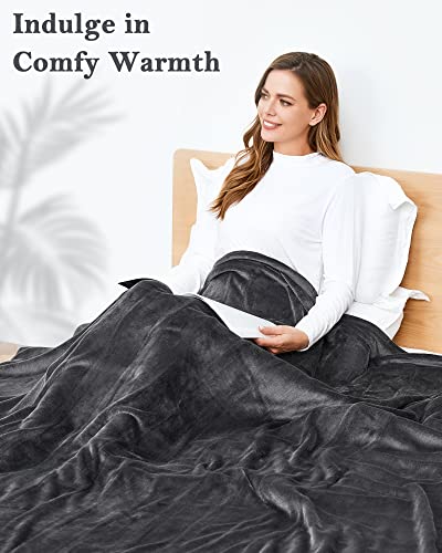 Electric Blanket 62" X 84" Twin Size Double Sided Flannel Heated Blanket Ultra-Soft Machine Washable, 4 Heating Settings & 10 Hours Auto Off With Etl Certified Warm Body For Home Use, Dark Grey #TOP3