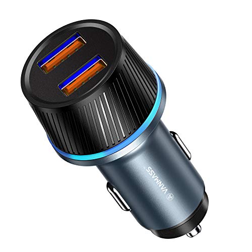 VANMASS 36W Dual QC 3.0 Car Charger, iPhone Fast Car Charger Compatible with iPhone 11 Pro/Max/X/XR/XS Max/ 8/7/ 6, Samsung Galaxy S10 / S9 / S8 / Note 9/8