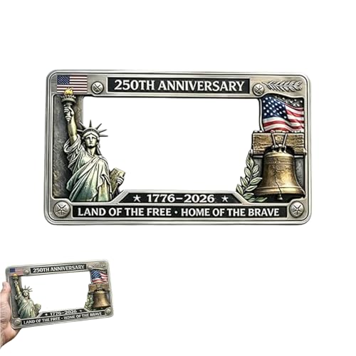 250th Anniversary Commemorative License Plate Frame 17762026 USA 250 Year American Car Plate Frame Patriotic Car Tag Holder for Cars Trucks SUV (1PC)