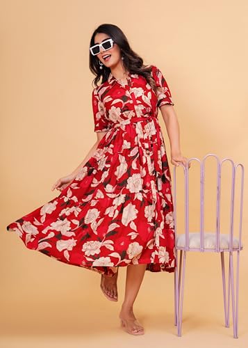 Image of Jikonet Women's Western Dress Floral Printed Cotton Maxi Dress