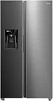 Geladeira Side by Side 570L Dispenser Água e Gelo Inverter cor Inox Midea