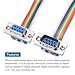 MECCANIXITY 2 Pcs IDC Rainbow Wire Flat Ribbon Cable DB9 Male to DB9 Female 8 Inch Length 2.54mm Pitch Breadboard Jumper Wires for Electronic Projects