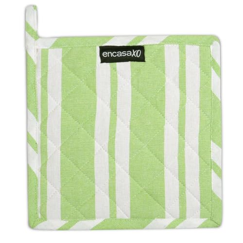 Image of Encasa XO Oven Microwave Pot Holders Trivets 21 cm (2 pc) for Kitchen Cooking & Baking - Heat Resistant, Thick & Safe, Protection of Hands from Hot Utensils, Grill, BBQ - Franca Lime Stripes