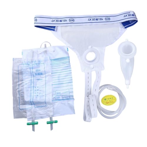 Catéter externo para hombres, colector de orina masculino de silicona transpirable con 2 bolsas de 1000/2000 ml, bolsas de orina portátiles reutilizables para hombres