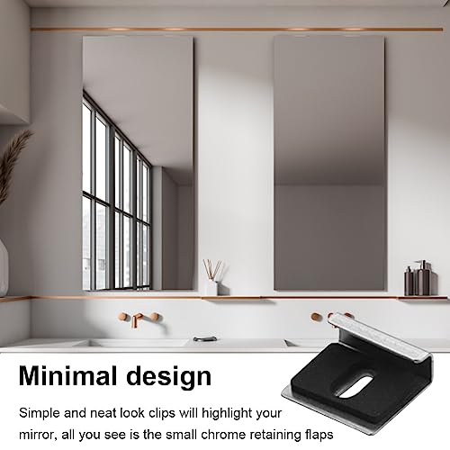 1 Set (4 Pieces) Frameless Mirror Holder, Mirror Glass Hanging Clips Set, Mirror Holder with Dowels and Screws, Spring Loaded Mirror Mount Clips for Bathroom Kitchen(Silver) - Image 3