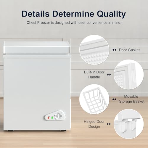 Image of 7.0 Cu Ft Chest Freezer - Compact Deep Freezer with 7-Level Thermostat, Removable Basket & Top Opening, for Home Kitchen(White,7.0)
