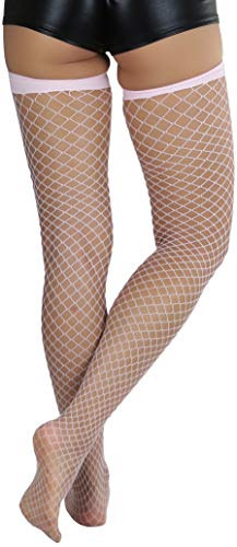 Image of ToBeInStyle Women's Vibrant Large Net Fishnet Thigh High Elastic Nylon Novelty Stockings