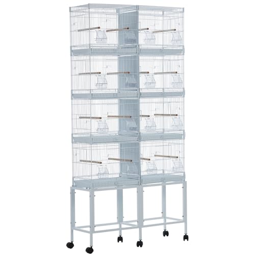Image of Extra Large Bird Cage Metal Parrot Cage for Mid-Sized Parrots Cockatiels Conures Parakeets Lovebirds Budgie Finch, White