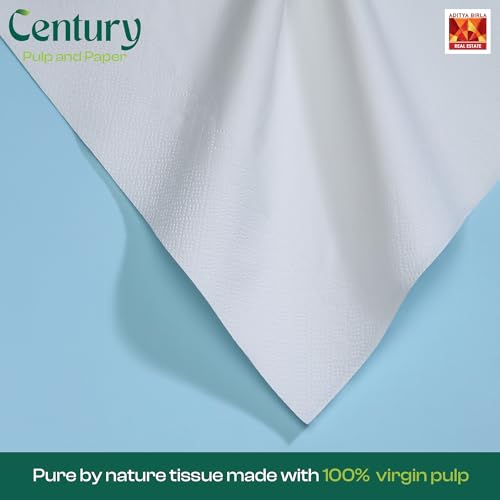 Image of Century 2 Ply 100% Virgin Pulp Tissue Paper Napkins|Highly Absorbent & Chemical Free Serving Napkins 50 Pulls- 33x33 cm (Pack of 3)