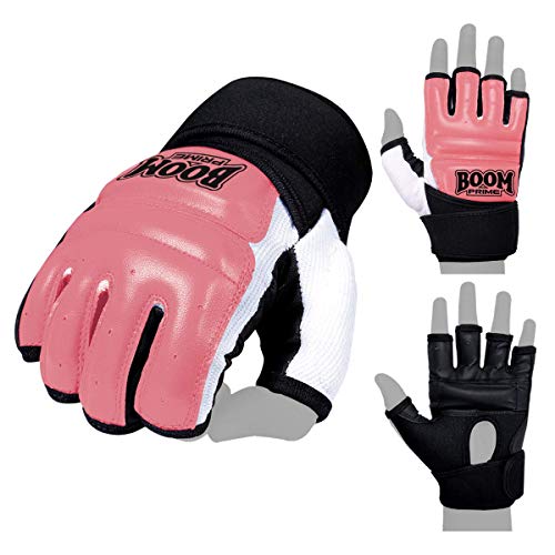 Pescante Prime Cuero Rosa Marcial Artes Gel Guantes MMA Saco de Boxeo Artes Marciales - Rosa, S