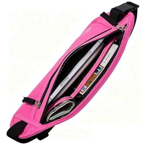 Image of Money Belt - Slim Passport Holder RFID Blocking Travel Wallet Undercover Fanny Packs for Women - Rose