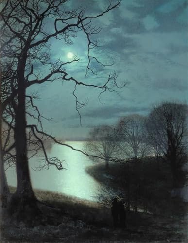 Impresión en lienzo de alta calidad: el lago iluminado por la luna de Grimshaw 60x90cm