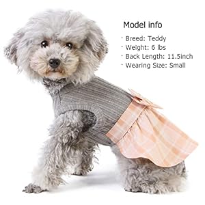 KYEESE Dog Dress Plaid with Bowtie Dog Sweater Dresses for Small Dogs Cat Dress for Spring Summer KYEESE Dog Dress Plaid with Bowtie Dog Sweater Dresses for Small Dogs Cat Dress for Spring Summer