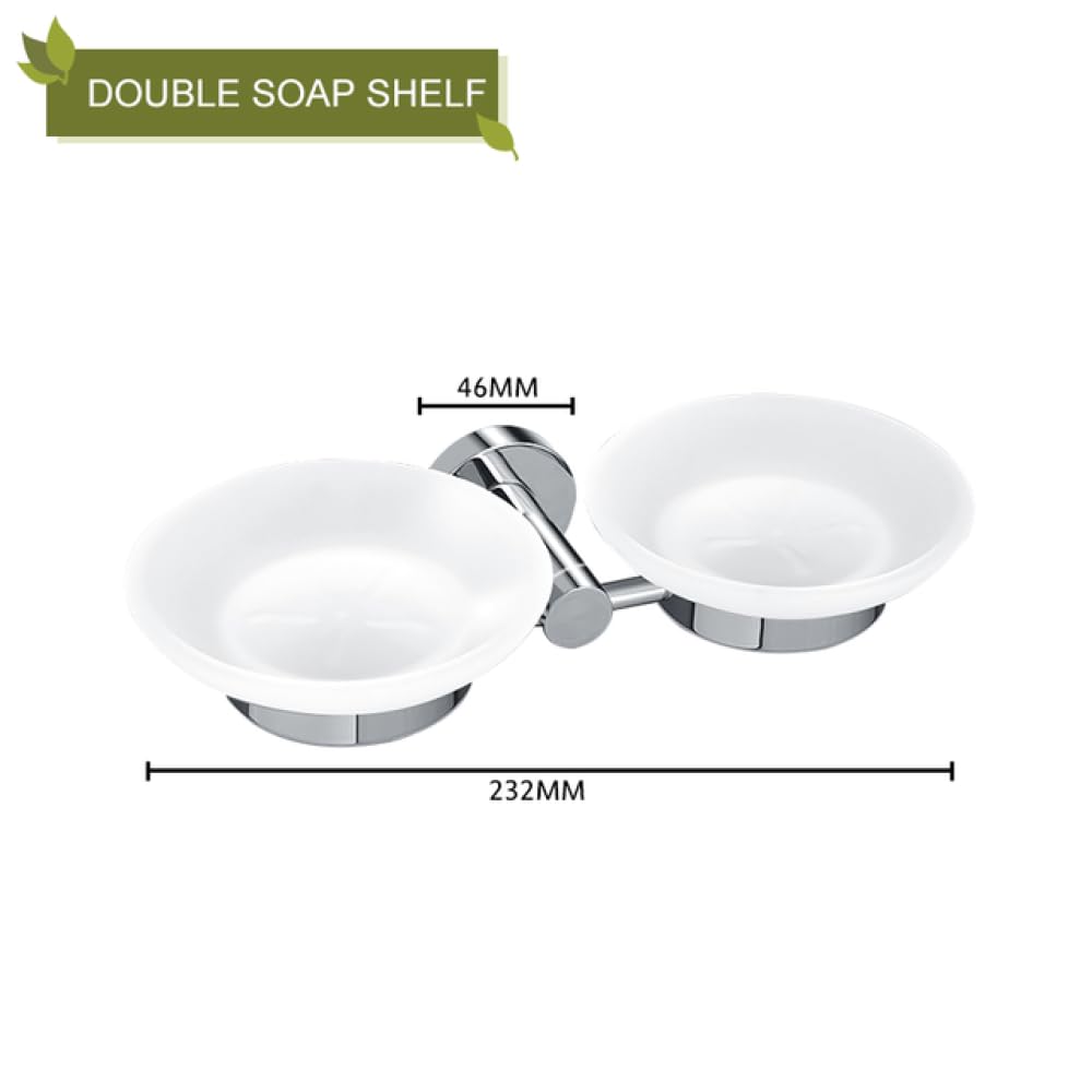 Accesorios de baño pulidos Soporte para Papel de Seda Gancho para Bata Jabonera Soporte para Toallas Toallero Soporte para escobilla de baño de Acero Inoxidable 304, Jabonera Doble