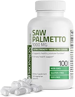Bronson Saw Palmetto 1000 MG per Serving Extra Strength Supports Healthy Prostate Function & Urinary Health Support - Non GMO, 100 Vegetarian Capsules