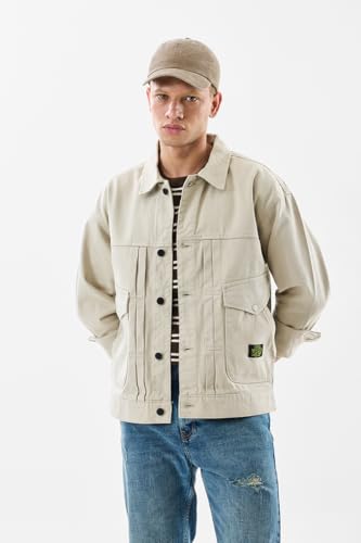 Image of SNITCH Men Casual Jacket | Relaxed Fit Point Collar Solid Style Full Sleeve | 100% Cotton Twill Weave Durable Design With 4 Pockets For Everyday Outings Wear