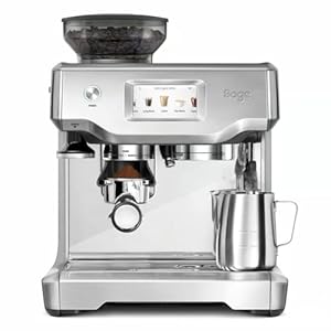 Sage - The Barista Touch - Kaffeemaschine mit automatischem Milchaufschäumer & integriertem Mahlwerk - Touchscreen, abnehmbarer Tamper, 5 Voreinstellungen - Siebträgermaschine - Gebürsteter Edelstahl