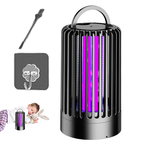 Qizaoly 屋外用 フライザッパー, 室内用 USB 電源式 ハエトラップ ザッパー 自動充電式 飛び回る虫よけ 照明センサー付き ポータブル トラップランプ 女性 子ども 家庭用, 光センサー搭載 USB充電式 飛び虫対策ライト 屋内 庭 キャンプ用