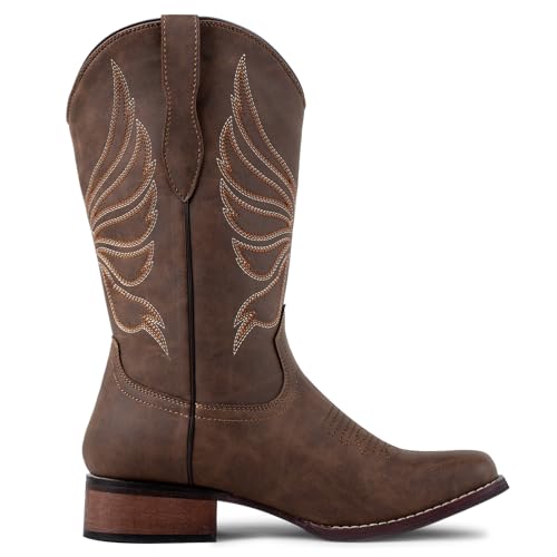 J’s.o.l.e Women’s Square Toe Cowboy Boots Wide Calf Cowgirl Boots Western Shoes3