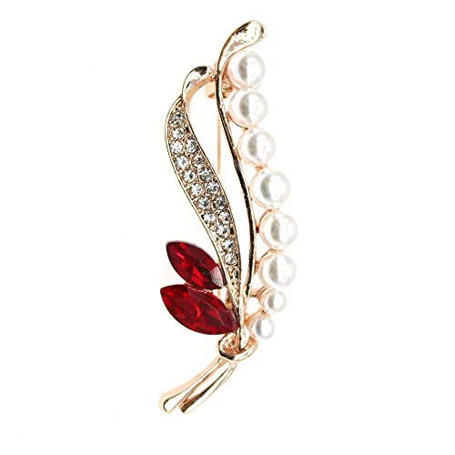 Image of Crystal Pearl Flower Brooches Pins Fashion Beautiful Created Rhinestone Floral Brooch Good Idea for Party Dance Wedding Banquet for Elegant Women Girl