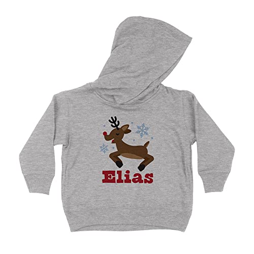 Reindeer Elias Christmas Kids Hoodie Sweatshirt Toddler 4T Heather Grey