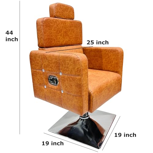 Image of Stylish Beauty Parlour /Salon /Barber /Cutting /Makeup Chair with Push Back System & Hydraulic System Leather cushoin seat Back (Brown, Standard)
