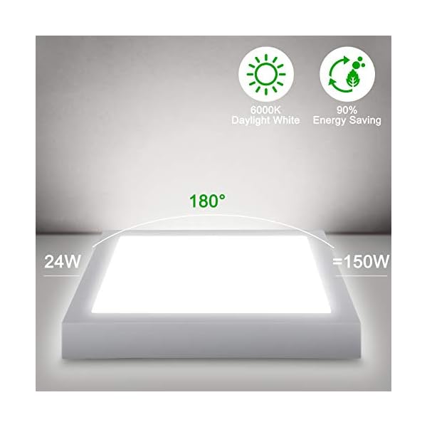 Unicozin LED Ceiling Light, 150W Equivalent, 24W 2000lm, 30 x 3.8 cm, Square, Surface Mounted Led Ceiling Lamp for Kitchen, Living Room, Hallway - Image 4