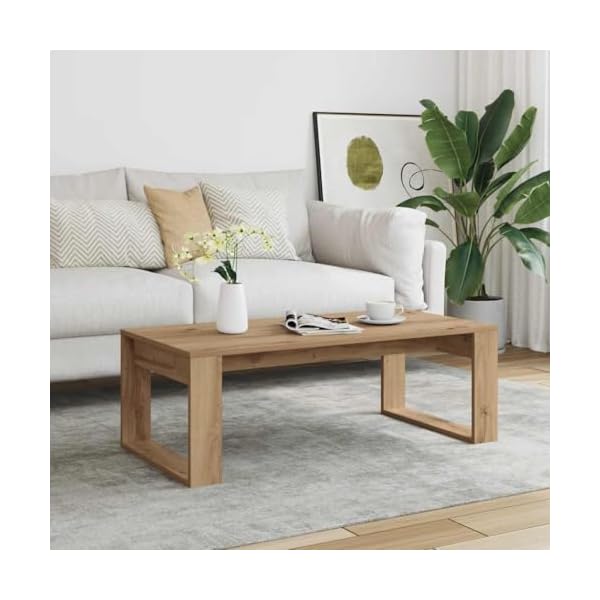 vidaXL Table Basse chêne Artisanal 102x50x35 cm Bois d'ingénierie, Table d'appoint, Table de Salon, Table latérale, Bout de canapé, Table Centrale