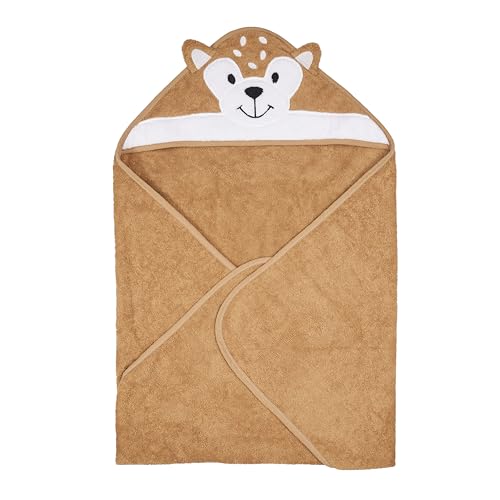 Image of Riff Raff Pretty Fawn Hooded Towel - Premium Cotton Baby Towel with Mitt Set - Ultra Soft Machine Washable Cartoon Hooded Baby Towels - Baby Towels with Hood for Newborn Baby, Infants, Toddlers