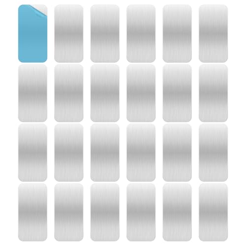 Aecsze 24 Pack Adhesive Metal Plates for Magnetic Mount 2.3x1.1in Metal Strips for Magnets Rectangular Steel Sheets for Non-Steel Vents (0.02 in)