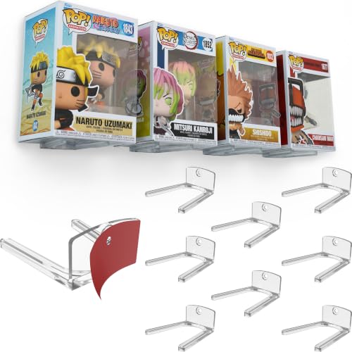Modern JP Adhesive Display Shelf for Funko Pop Boxes (8-Pack) Clean Mount for Funko Pop Display Easy Adhesive Install Box-Safe No-Drill Setup Clear