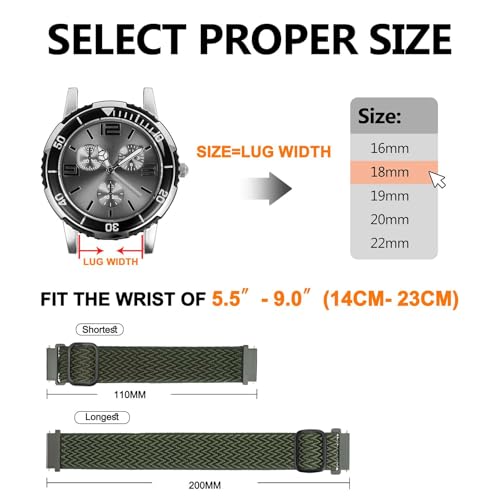 bisonstrap stretchy nylon watch band adjustable buckle loop bands quick release elastic braided nylon strap 16mm 18mm 19mm 20mm 22mm