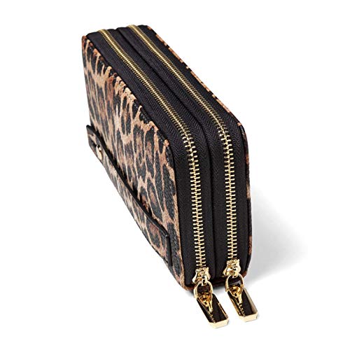 Daisy Rose Dual Zipper Phone Clutch And Wallet For Women - Rfid Blocking, Pu Vegan Leather Multi-Card Organizer - Leopard #TOP7