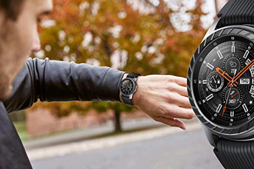 BaiHui Compatible Galaxy Watch Bezel Ring 46mm / Galaxy Gear S3 Frontier & Classic Bezel Ring,Stainless Steel Bezel Ring Protection Cover for Galaxy Watch Accessory (01-Black)