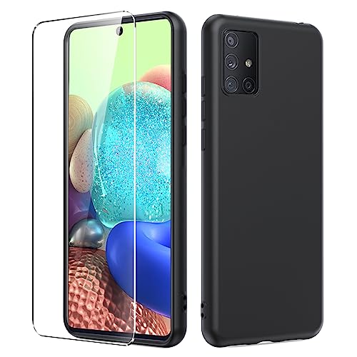 Coque Samsung Galaxy A71 5G Dioxide en silicone noir avec protection d'écran