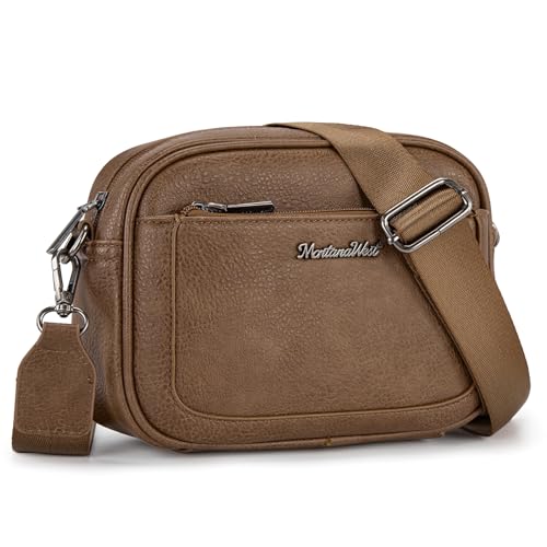Image of Montana West Crossbody Bags for Women Cow Print Purse Triple Zip Shoulder Handbags with Wide Strap