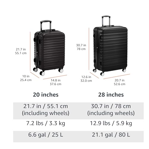 Image of Amazon Basics 2-Piece Hardside Luggage Set (20 inch, 28 inch) with TSA Locks, Spinner Wheels, Expandable, Scratch-Resistant Surface, Black