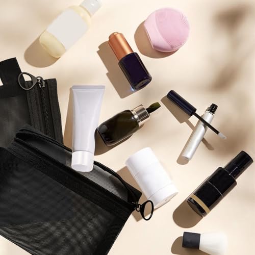 8 PCS Small Zipper Pouch Black Coin Purse Mini Mesh Pouches Cosmetic Bag Travel Portable Makeup Case Mesh Organizing Storage Bags with Keychain for Women4