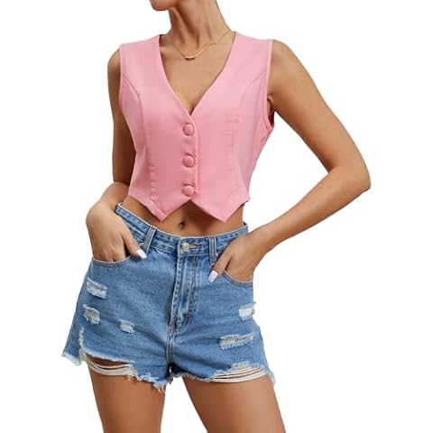 Floerns Women's V Neck Crop Blazer Cover