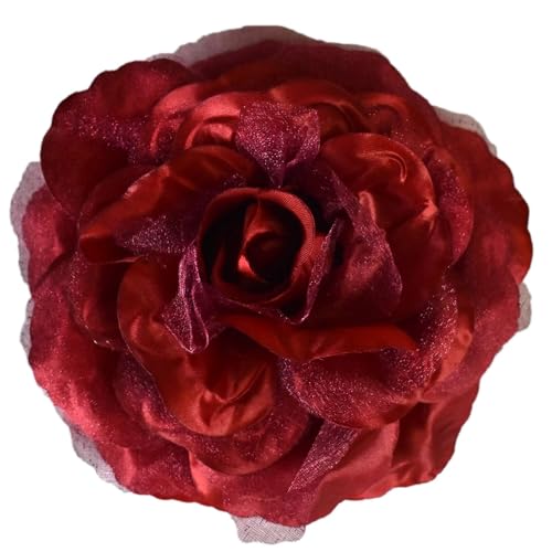 Image of Women's Multifunction Rose Flower Sheer Petal Brooch Pin Hair Tie Clip