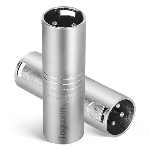 Togconn XLR Male to Male Adapter 2 Pack，3-Pin XLR Gender Changer Connector, Compatible with Mixer, Microphone, Power Amplifier