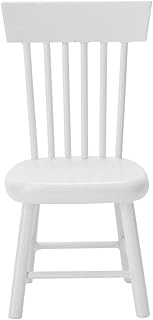 Cadeira de Casa de Bonecas, Mobília de Sala de Estar de Casa de Bonecas, Decoração de Casa de Bonecas, Cadeira de Jantar de Madeira, Presente de Feriado para Crianças Faça você Mesmo (Branco)