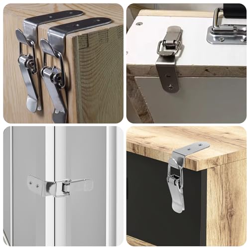 90 Degree Tool Box Hood Locks Latches, Stainless Steel Box Latch Toggle Catch Lock, Cabinet Latch Hardware Corner Latch, Generic 90 Degree Latch for Box Cabinet Door Barn(4 Sets) - Image 6