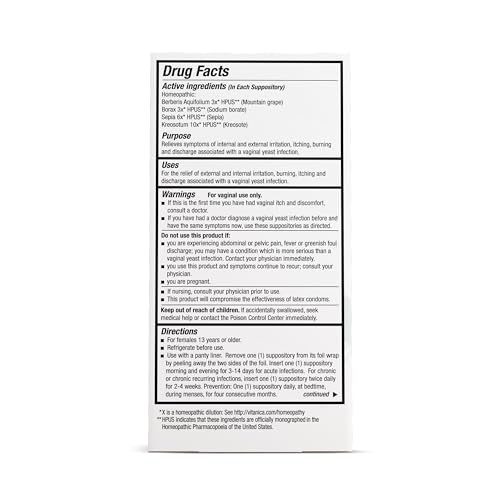 Image of Vitanica Yeast Arrest, Homeopathic Vaginal Suppositories,Yeast Infection Symptoms, Relieves Burning, Itching & Discharge, with Boric Acid, Tea Tree Oil & Probiotics, Vegan (Yeast Arrest Pro Logo, 14)