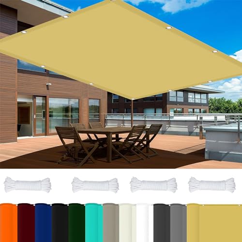 Voile d'ombrage carré 2.5x5.5m crème en polyester pour jardin
