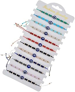 Evil Eye Bracelets,12 Pcs Mexican Bracelets Hamsa Bracelet Set Protection Mal De Ojo Bracelets Gold Evil Eye Anklets Friendship Jewelry Gift for Women Girls Boys