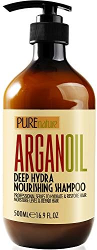 PURE NATURE LUX SPA Moroccan Argan Oil Shampoo SLS Free Sulfate Free, for Damaged, Dry, Curly or Frizzy Hair - Thickening for Fine/Thin Hair, Good for Color and Keratin Treated Hair